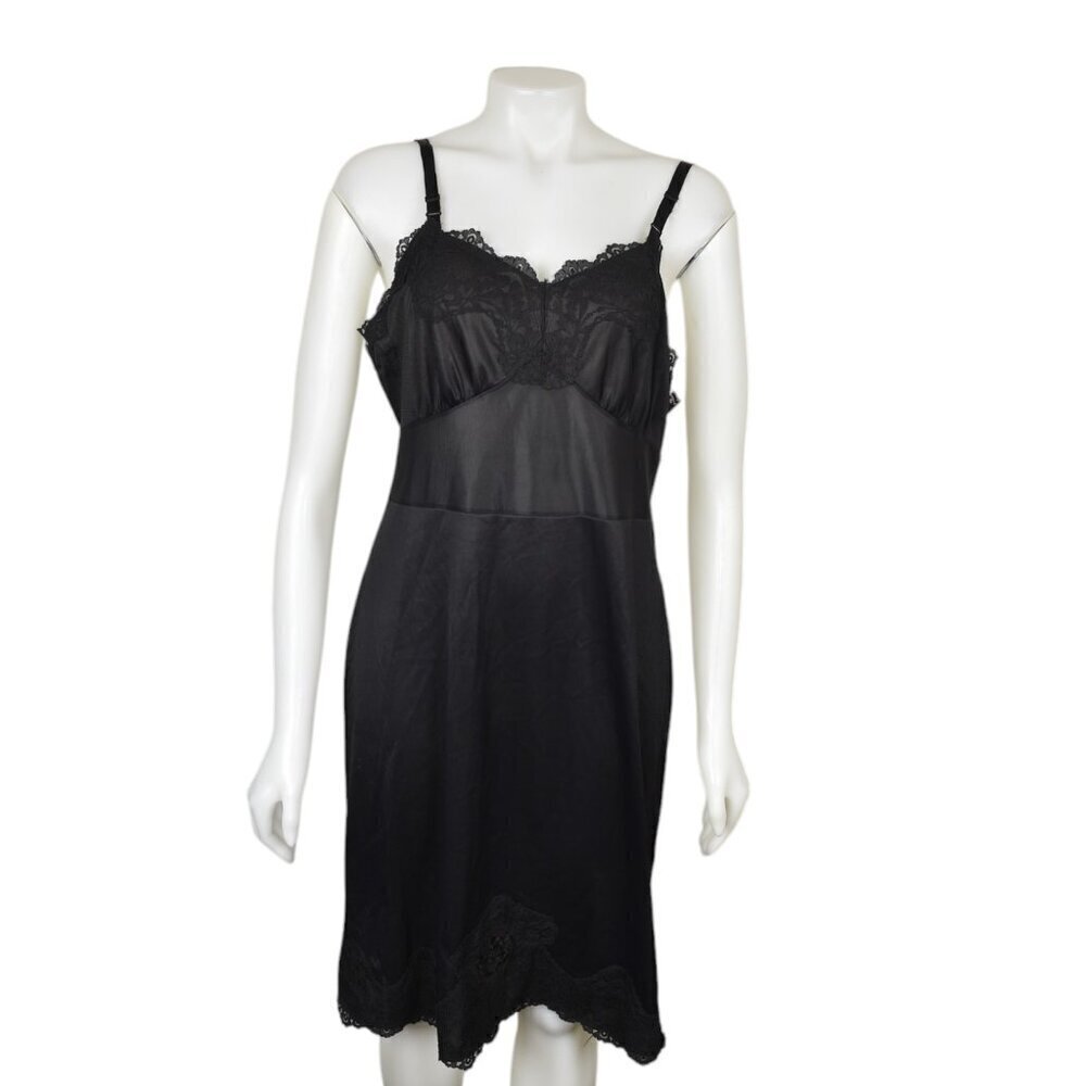 Vintage 1970's Black Slip Lace Size 38